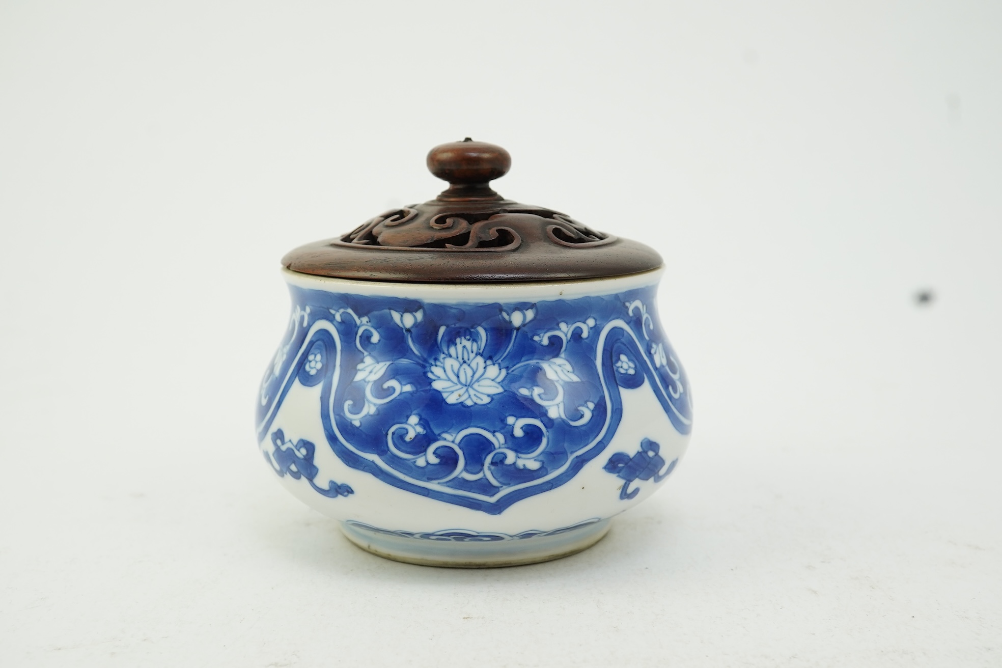 A Chinese blue and white baluster censer, Kangxi period
